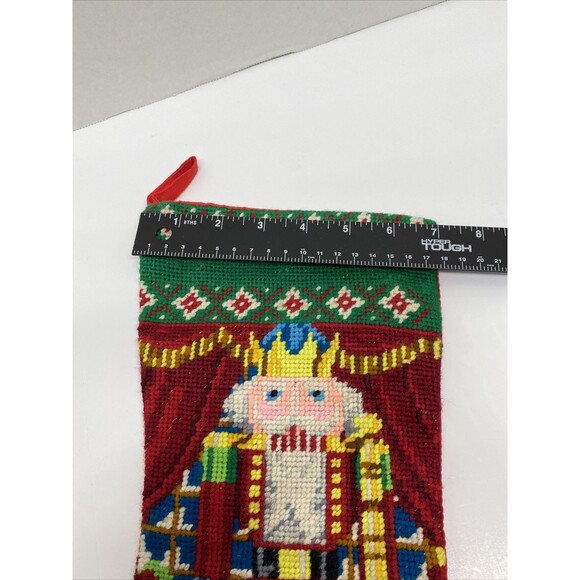 Vintage Christmas Stocking Embroidered Toy Soldier Nutcracker Unbranded Holiday - Picture 11 of 15